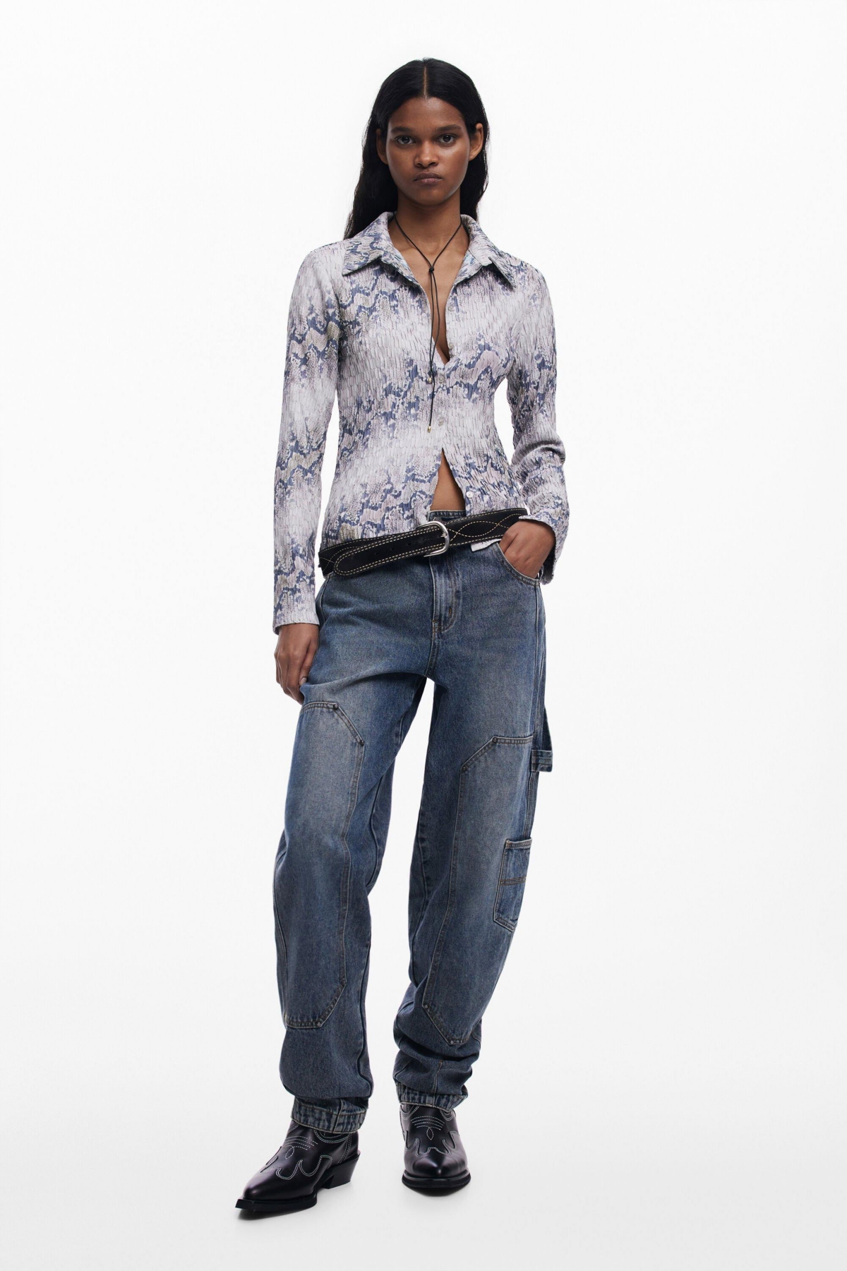 Women's Snake fluid shirt - Beige