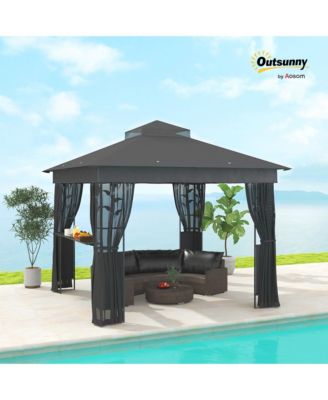 10' x 10' Outdoor Gazebo with Shelf and Netting, UV30+ Protected