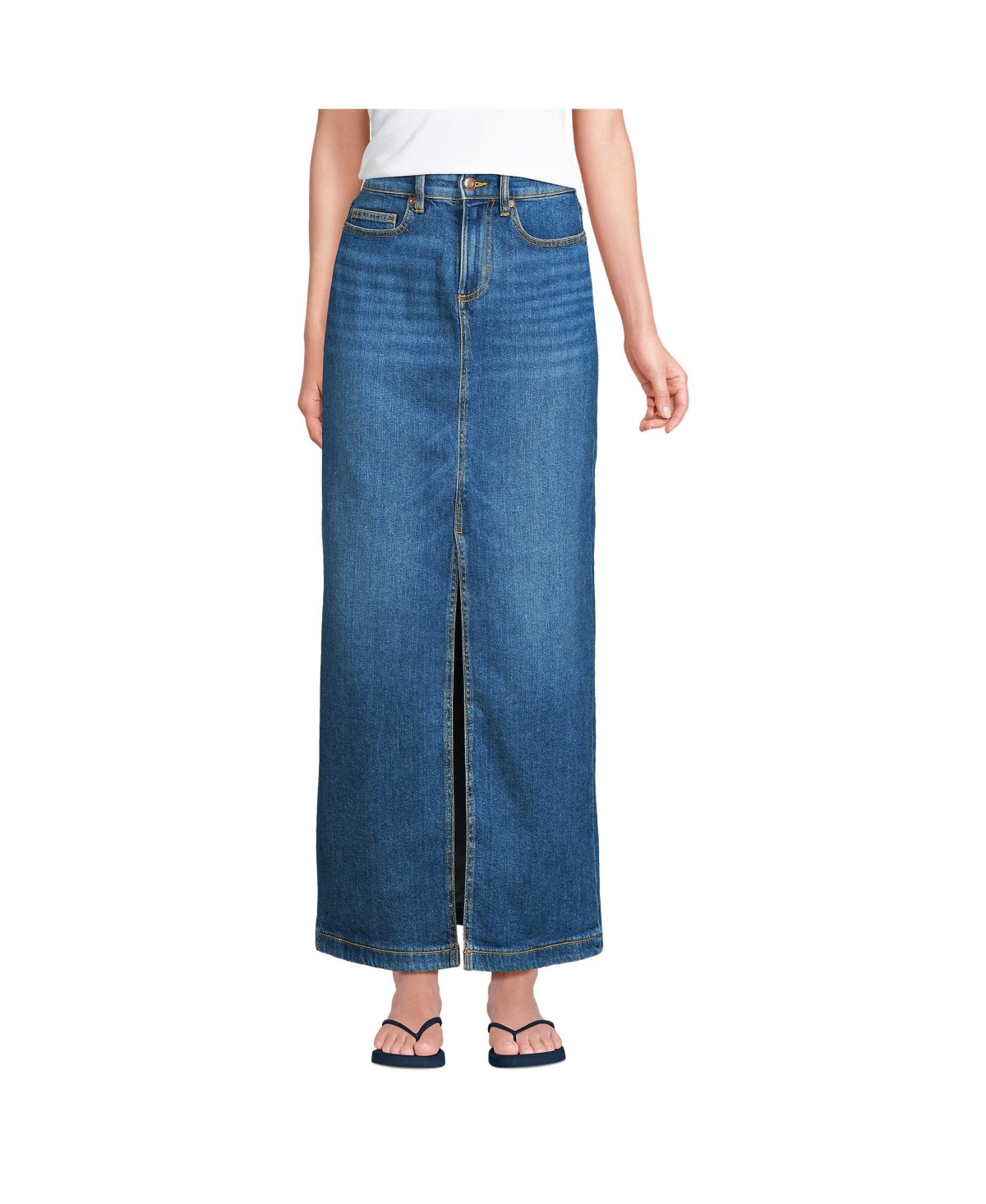Women's Soft Denim Maxi Skirt - Indigo tide blue
