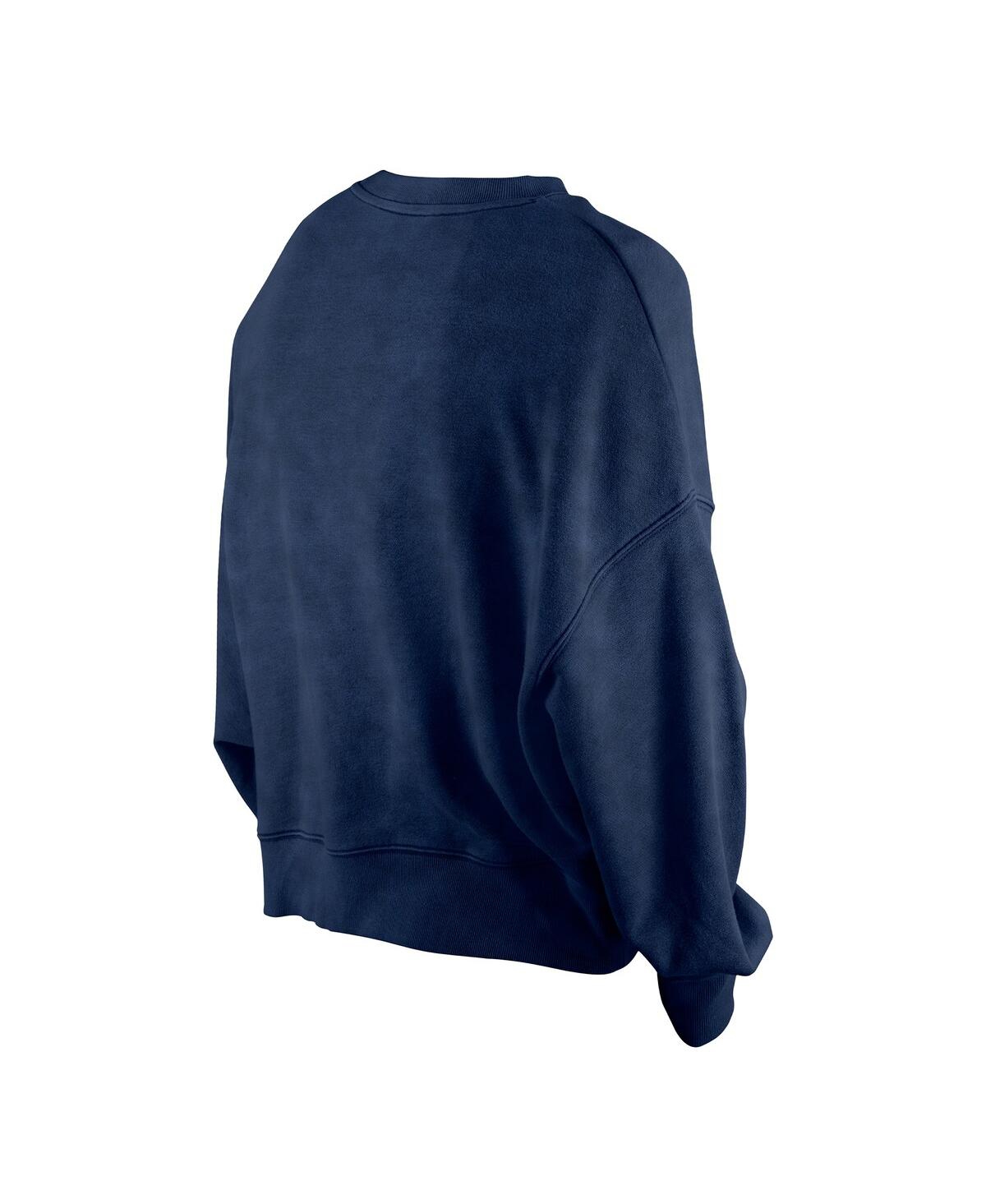 NEW ERA WOMEN'S NAVY NEW YORK YANKEES THROWBACK BOXY ENZYME WASH FLEECE CREWNECK PULLOVER 