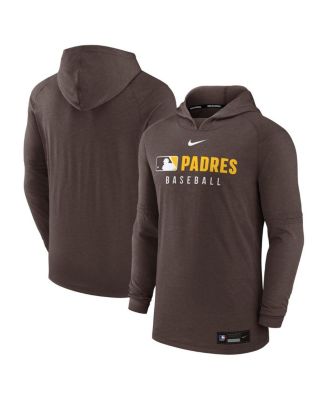 Nike - Men's Brown San Diego Padres Authentic Collection Tri-Blend Performance Pullover Hoodie