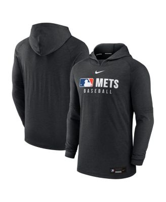 Nike - Men's Heather Black New York Mets Authentic Collection Tri-Blend Performance Pullover Hoodie