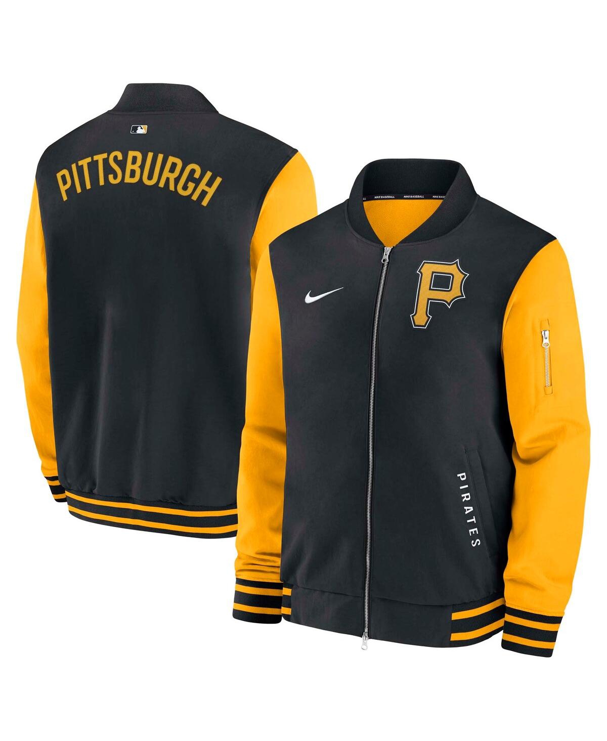 Men's Black/Gold Pittsburgh Pirates Authentic Collection Dugout Full-Zip Bomber Jacket - Black, Gold