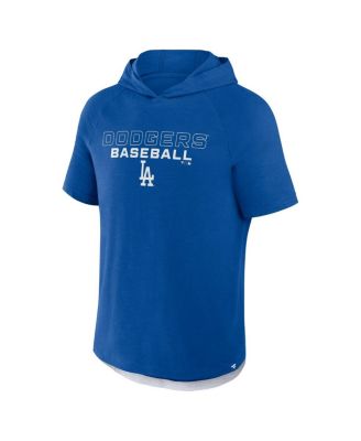 Men's Royal Los Angeles Dodgers Clubhouse Optimal Play Raglan Short Sleeve Pullover Hoodie