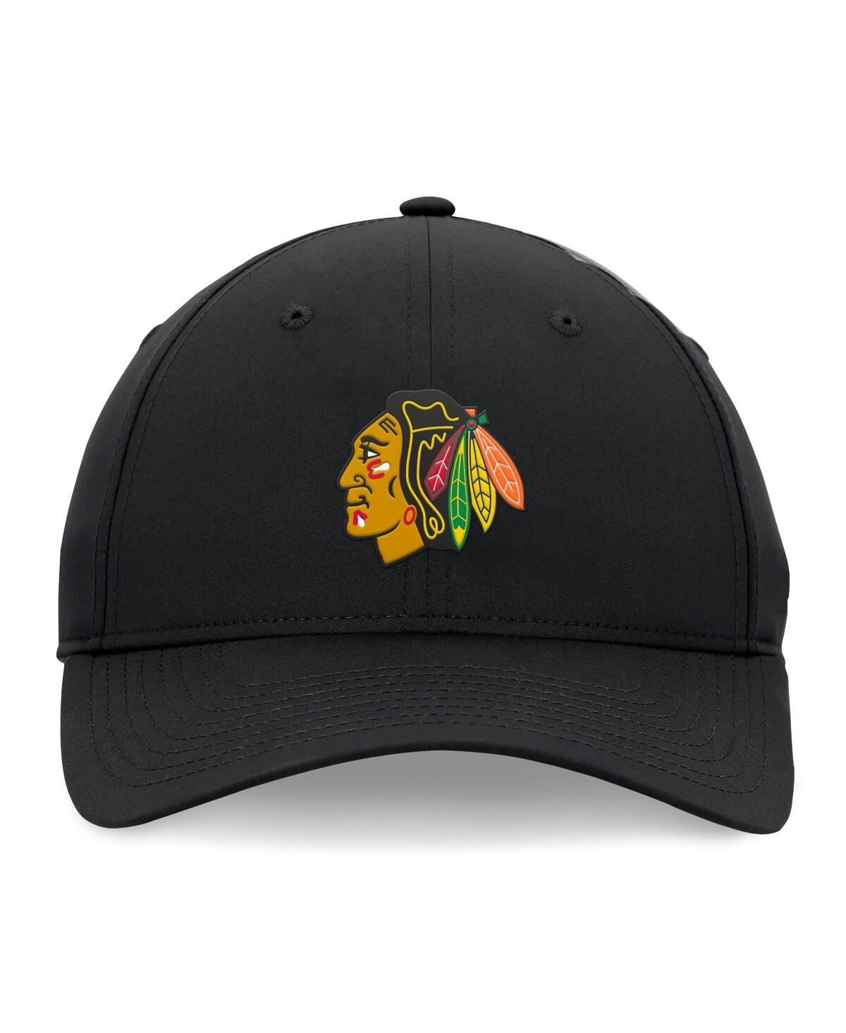 Fanatics Men's Black Chicago Blackhawks Front Office Ripstop Adjustable Hat In Black