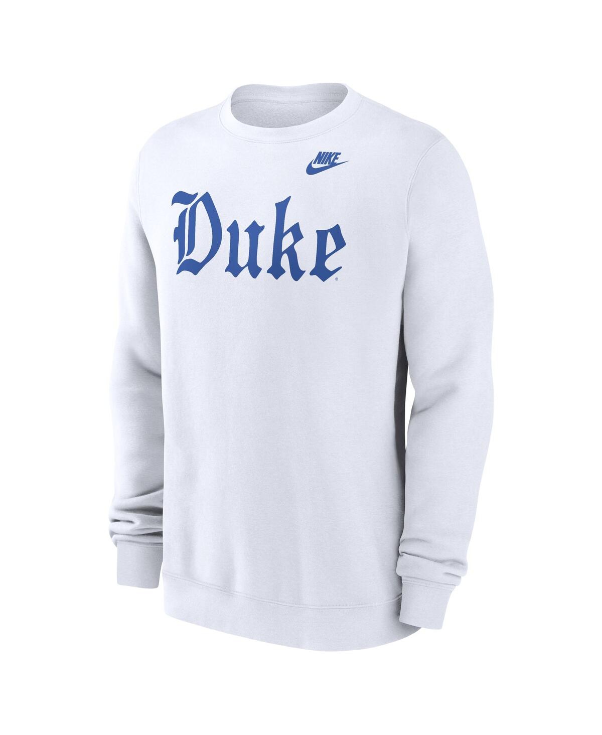 Nike Men's White Duke Blue Devils Old English Pullover Sweatshirt In White