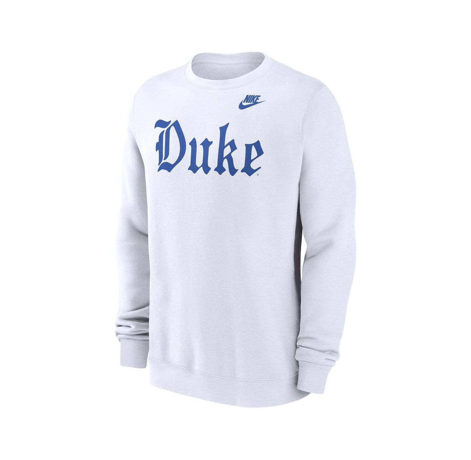 Men's White Duke Blue Devils Old English Pullover Sweatshirt