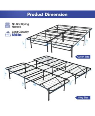 King Size Folding Steel Platform Bed Frame for Kids and Adults-King Size