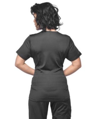 Women's Scrubs V-Neck Nylon Spandex Yoga Scrub Top, Navy Small