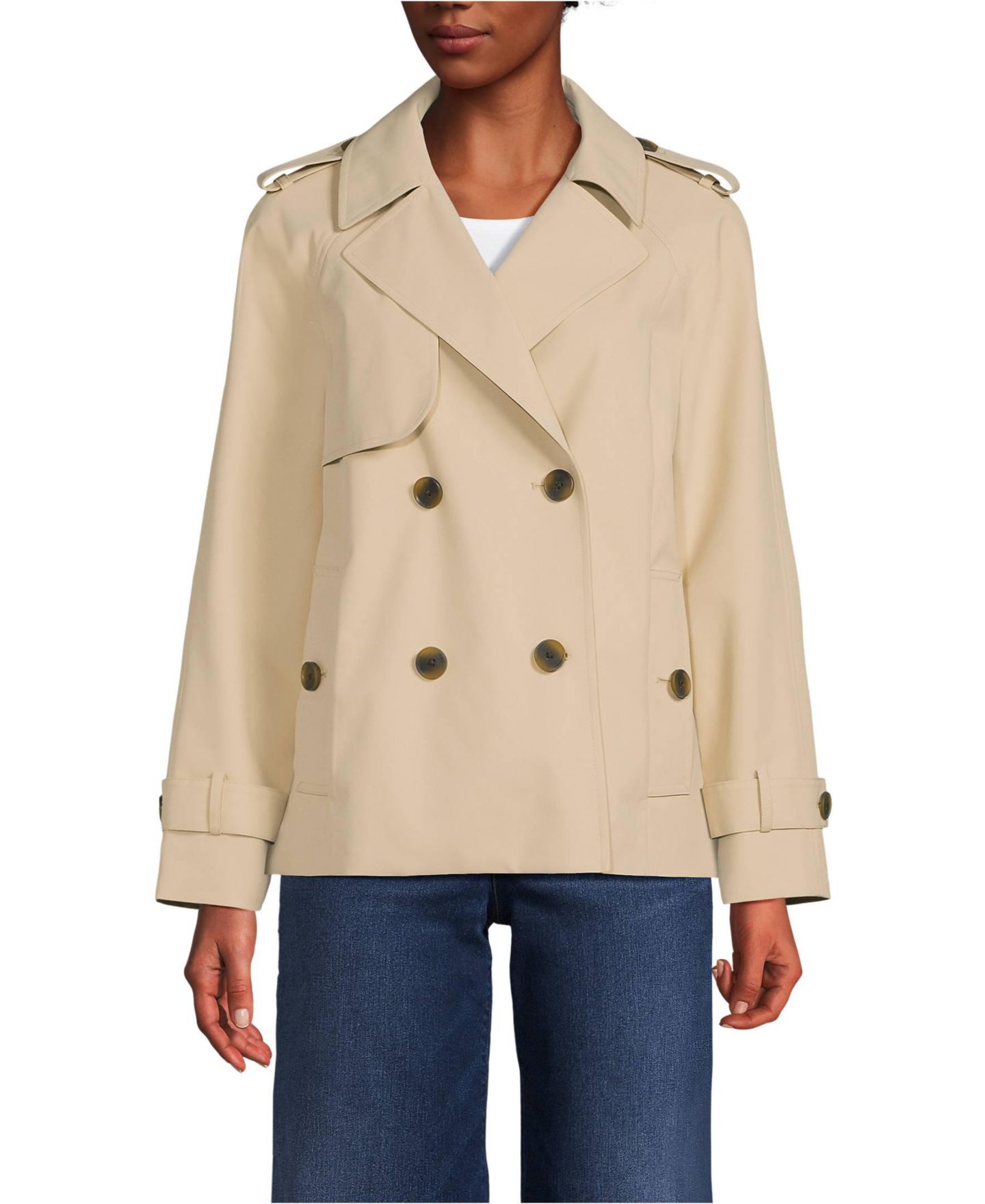 Женская куртка Lands' End Trench Rain Jacket, цвет: Шампань — фото 1