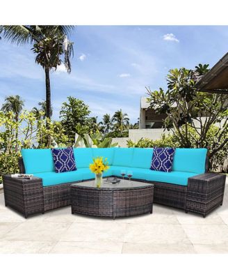 6PCS Rattan Furniture Sectional Sofa Set w/ Cushions