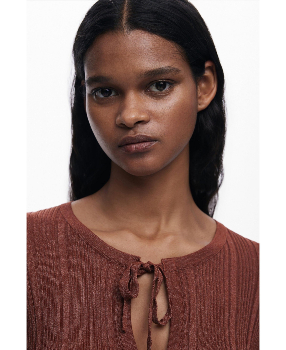 Desigual Women's Shiny Bow Cardigan In Brown