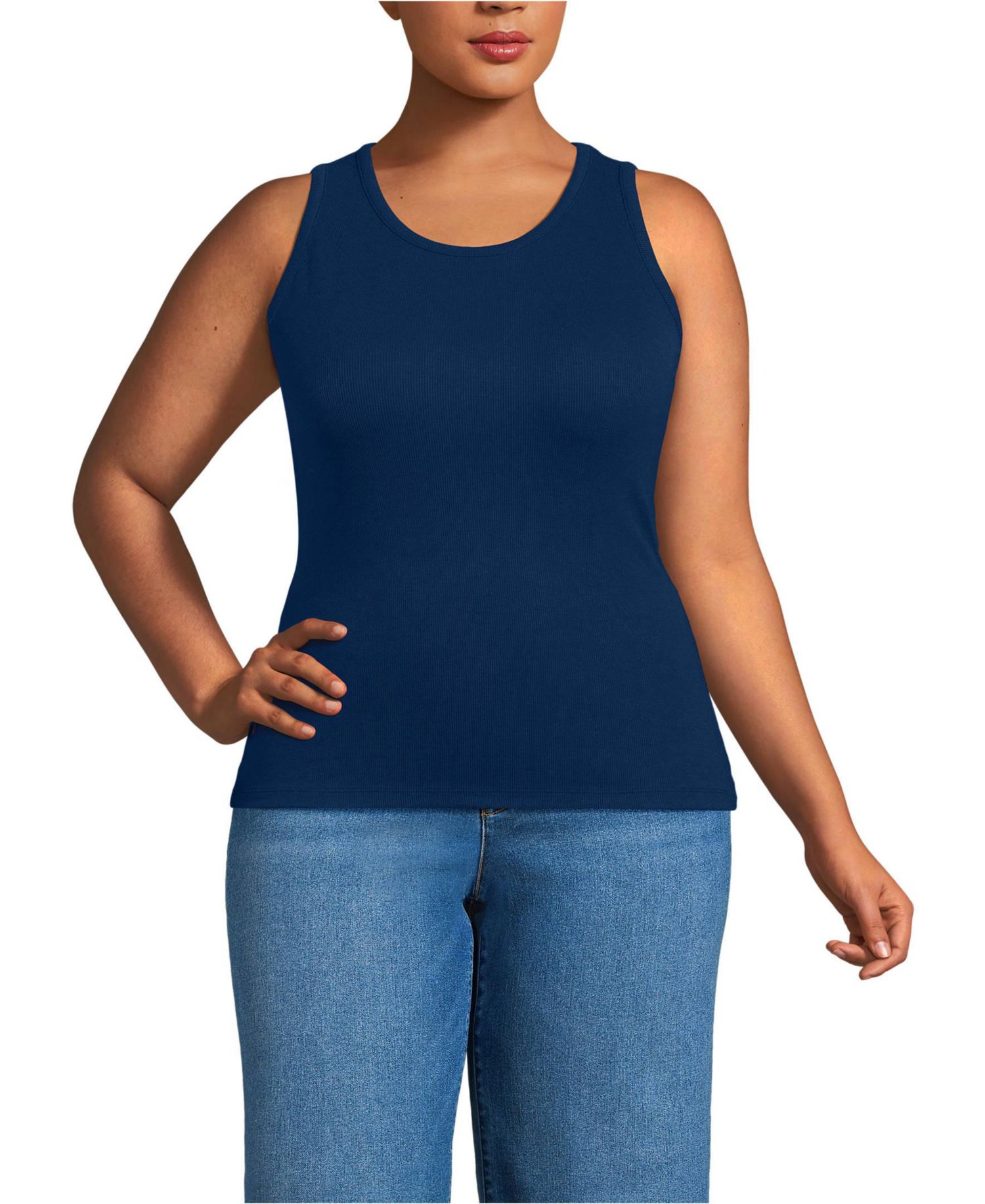Plus Size Drapey Rib Skimming Tank Top