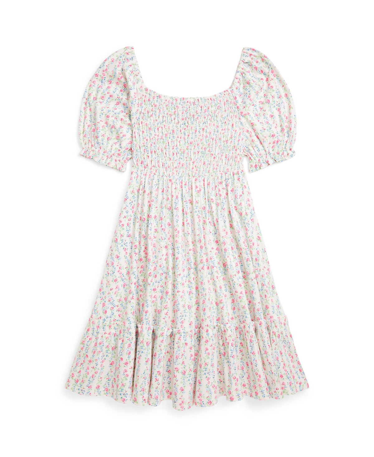Polo Ralph Lauren Floral Smocked Cotton Jersey Dress In Meadow Floral