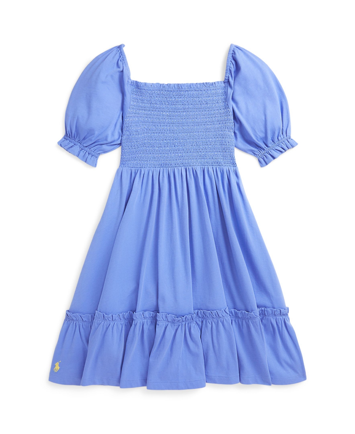 Polo Ralph Lauren Girl's Smocked Day Dress In Harbor Island Blue,oasis Yellow