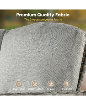 9 Piece Outdoor Patio Furniture with 3 Seat Sofa,All Weather Wicker Coversation Set with Swivel Rocking Chair,Balcony Sofa Set with Solar Nesting Tables and 54'' Fire Pit for Outside Porch Backyard Pool