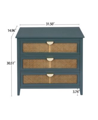 3 Drawer Cabinet,Natural rattan,American Furniture,Suitable for bedroom, living room, study