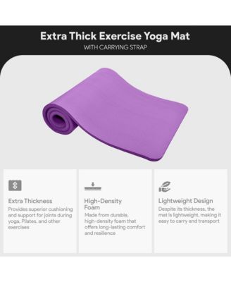 GoCloud 1" Thick Exercise Yoga Mat w/Carry Strap, Purple