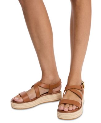 Michael Kors MICHAEL Lynn Leather Buckled Espadrille Sandals