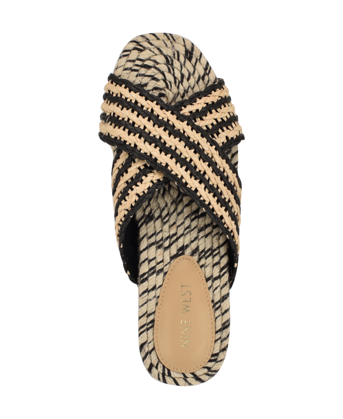 Shop Nine West Women's Animay Woven Slip-on Flat Sandals In Black,natural