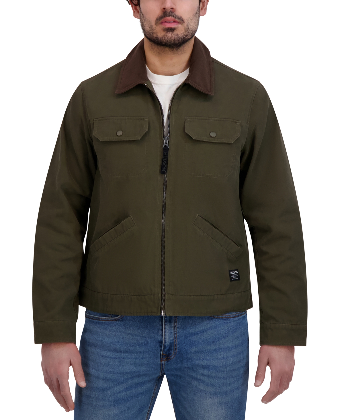 Men's Cotton Canvas Trucker Jacket - Green