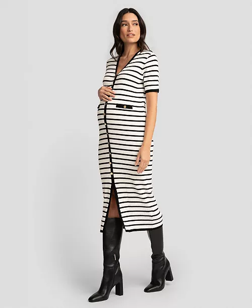 women's maternity stripe bodycon dress