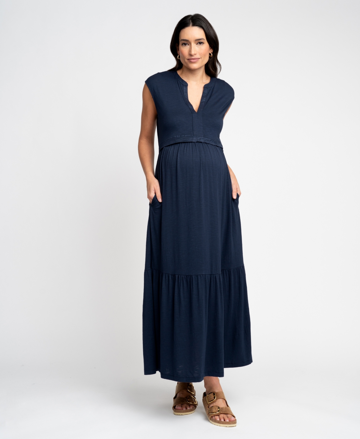 Shop Seraphine Women's Maternity Nursing Dress In Navy