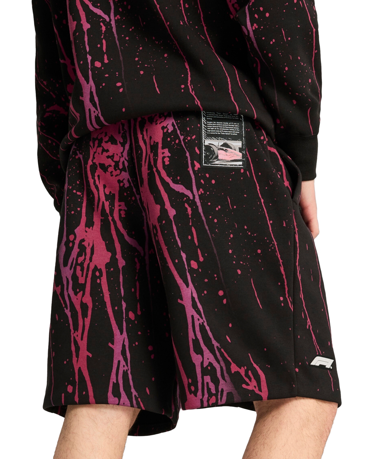 Puma X F1 Men's Splatter Paint Logo Shorts In  Black
