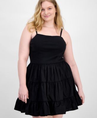 Trendy Plus Size Sleeveless Tiered Bubble Minidress