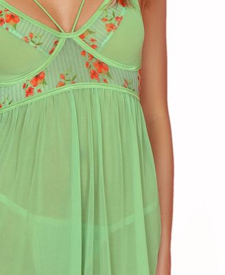 Women's 2PC Jacquard Babydoll and Panty Lingerie Set