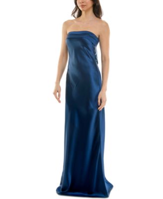 Juniors' Strapless Drape-Back Satin Gown, Created for Macy's