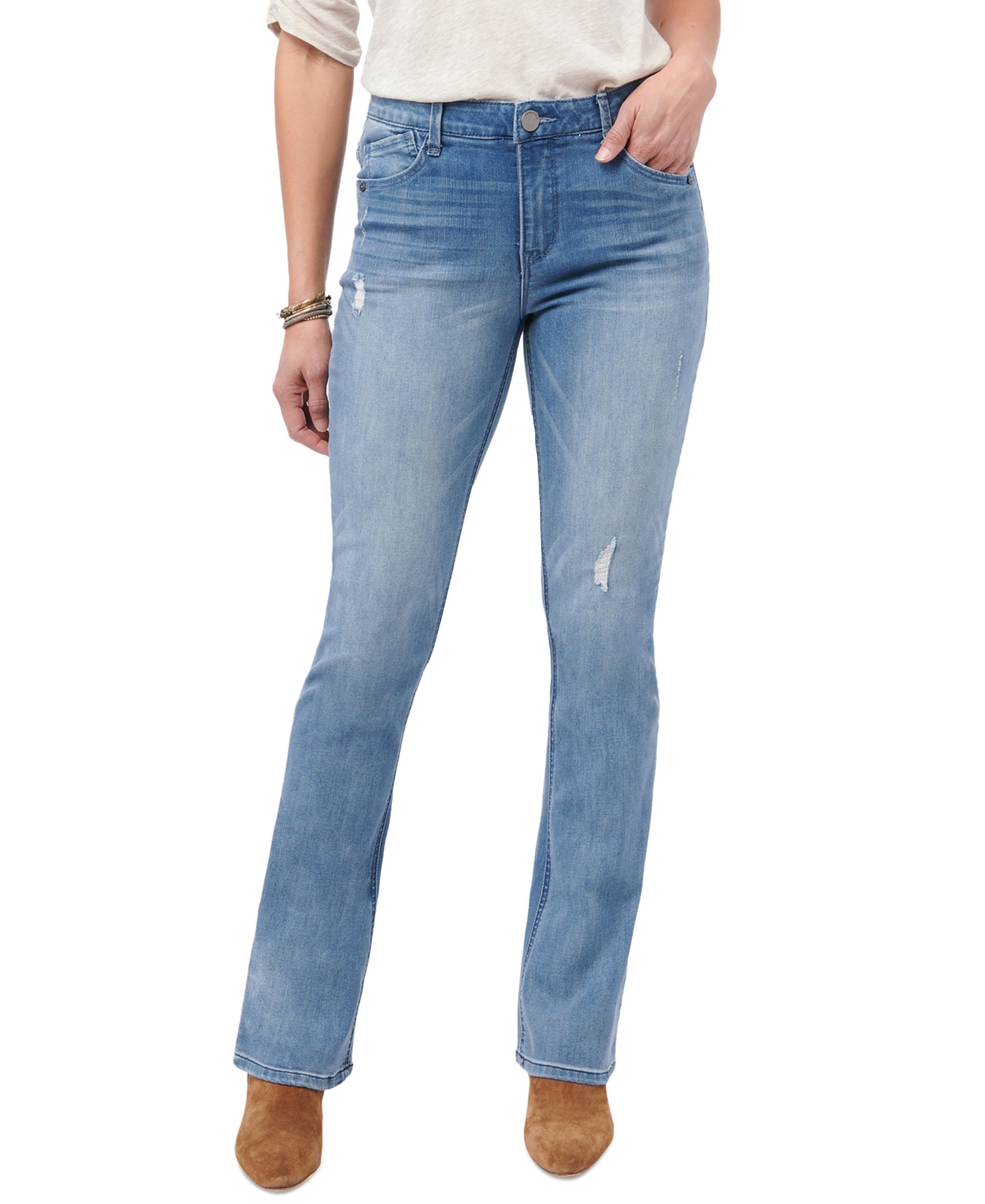 Petite AbSolution High-Rise Bootcut Jeans - Light Blue