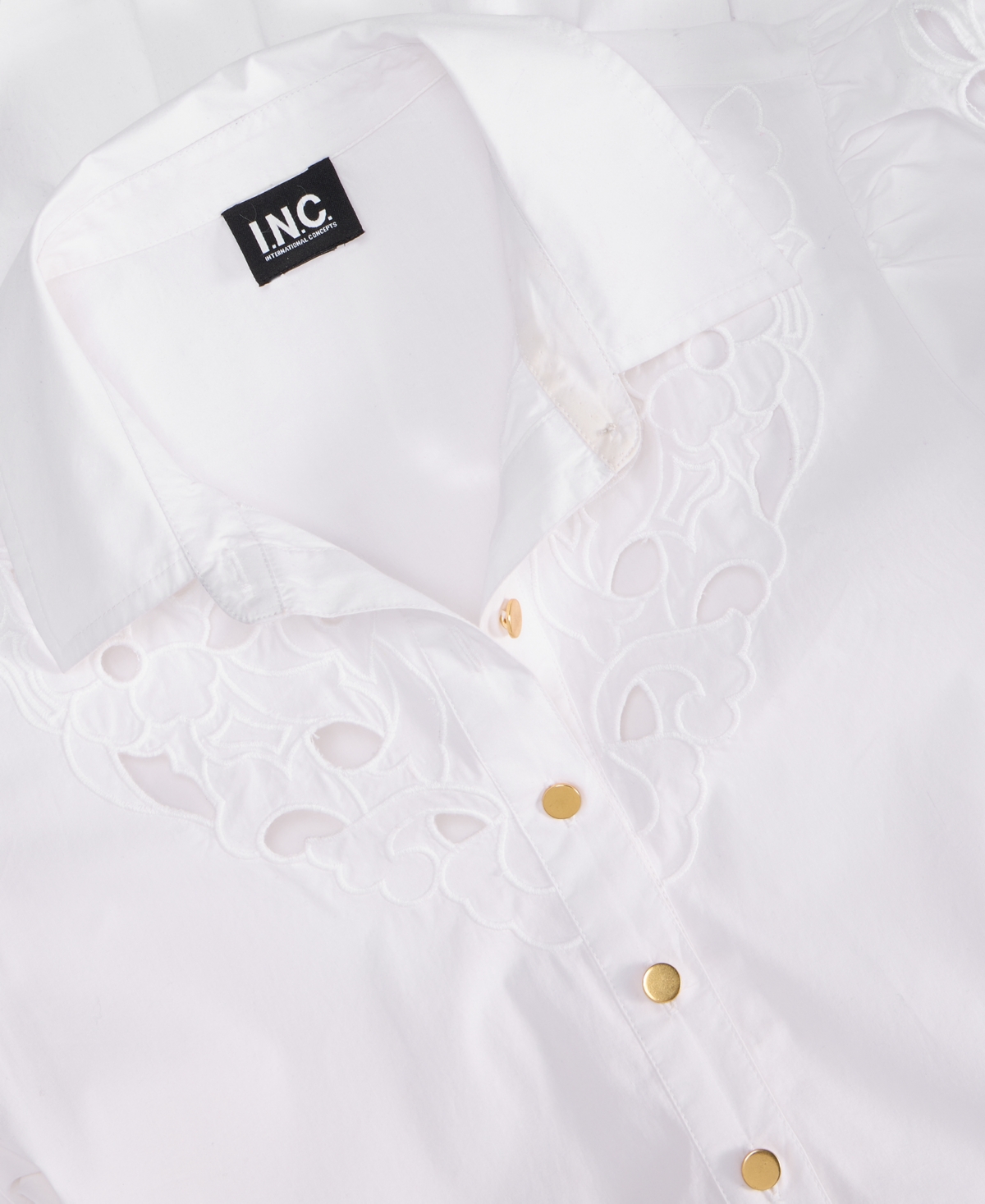 Inc International Concepts Petite Belted Eyelet Mini Dress, Exclusively At Macy's In White