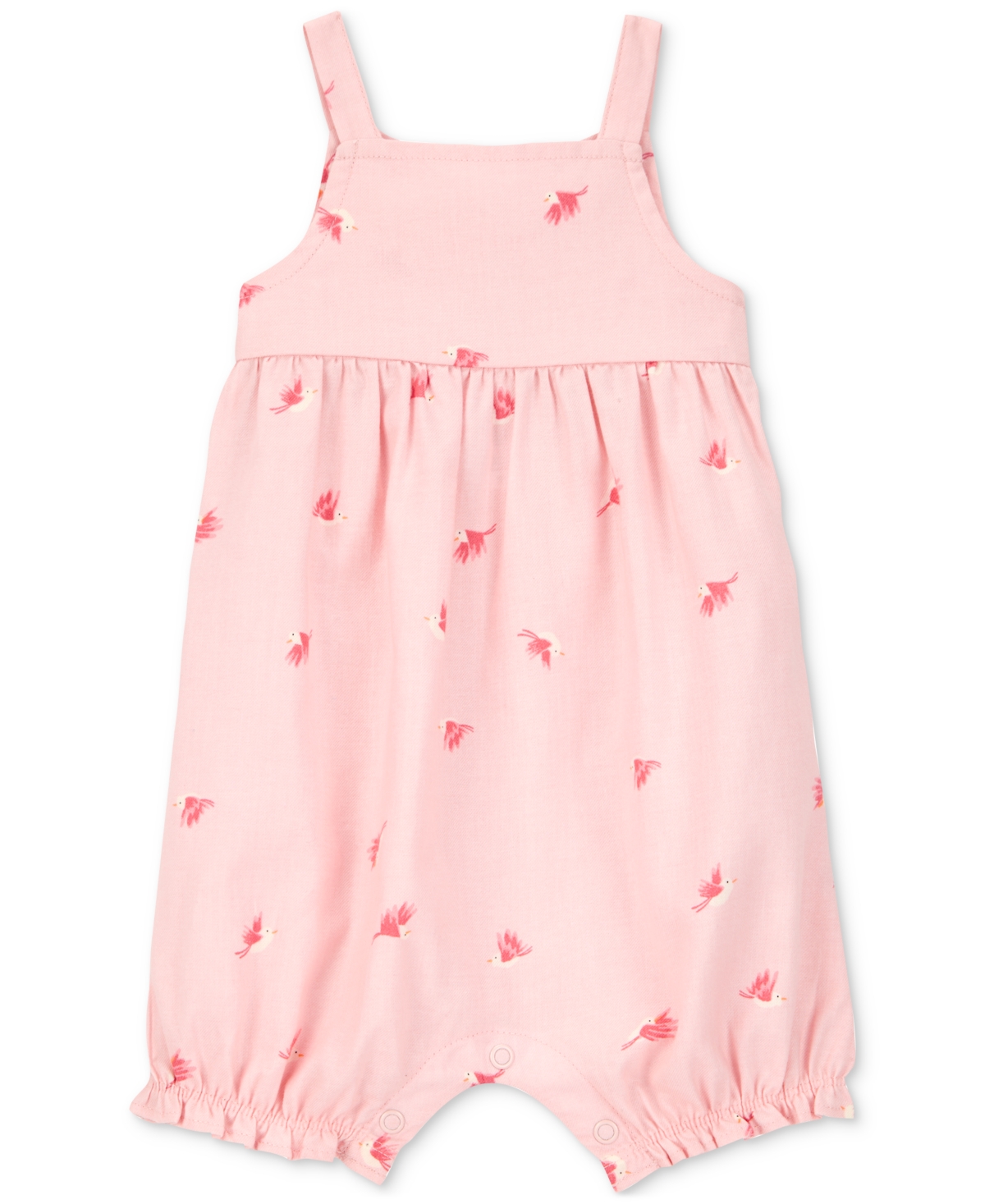 Carter's Baby Girls Cotton Bird-print Tank Romper In Pink