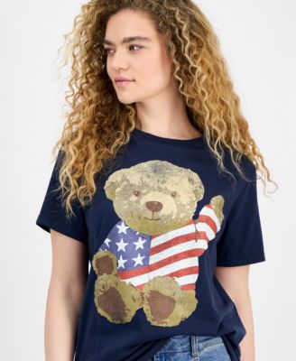 Grayson Threads, The Label - Juniors' USA Teddy Bear Graphic T-Shirt