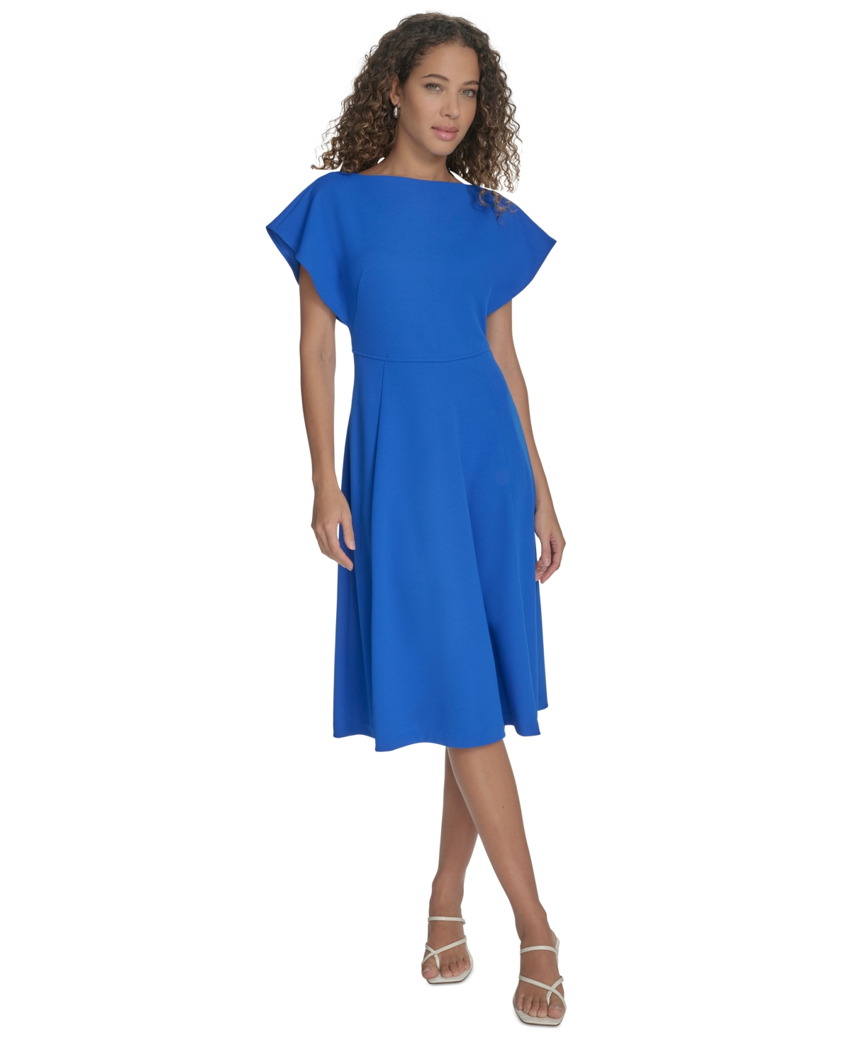 Calvin Klein Women's Flutter-sleeve A-line Midi Dress In Capri