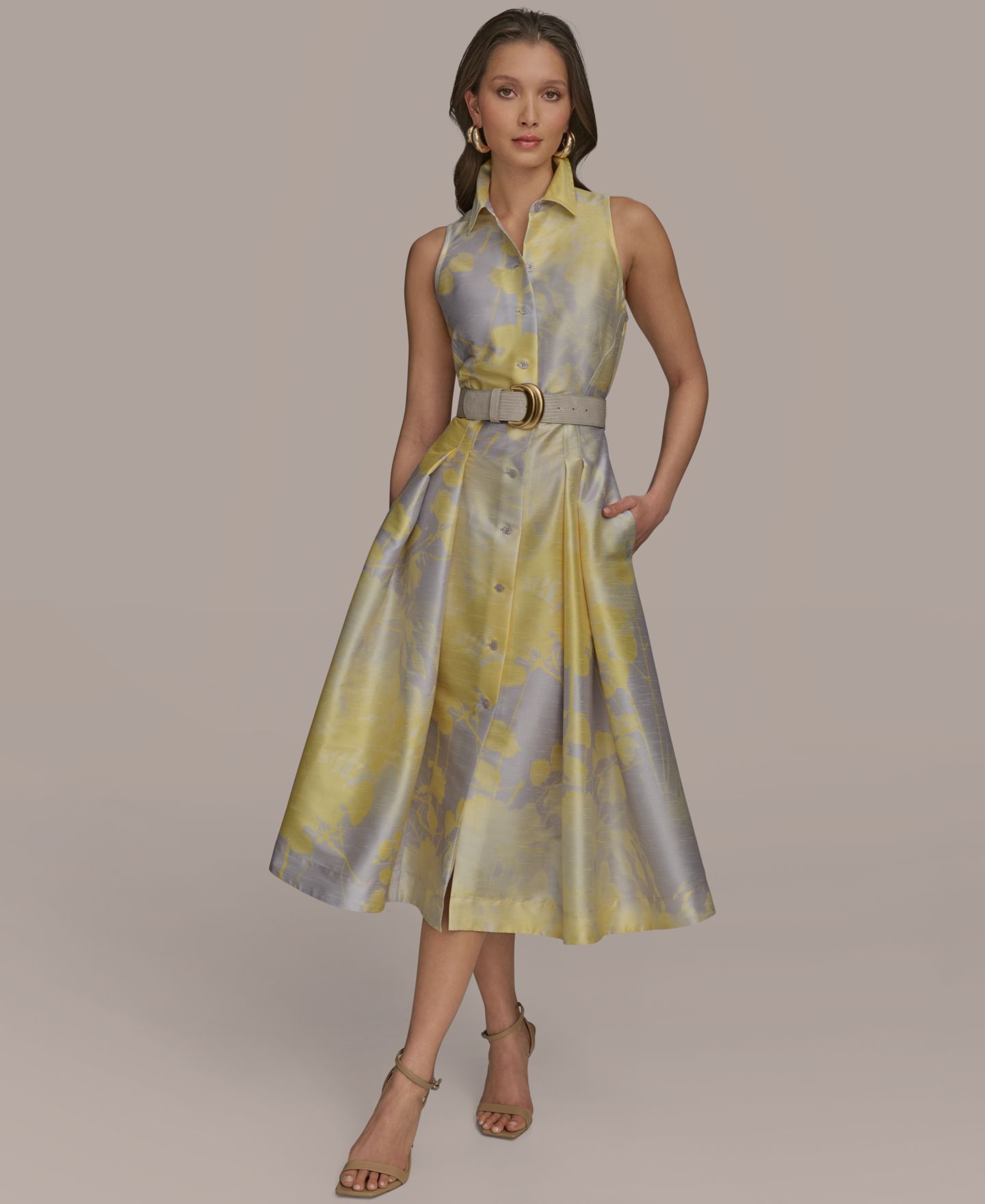 Женское платье Donna Karan New York Printed Fit & Flare Shirt Dress, цвет: Разноцветный — фото 4