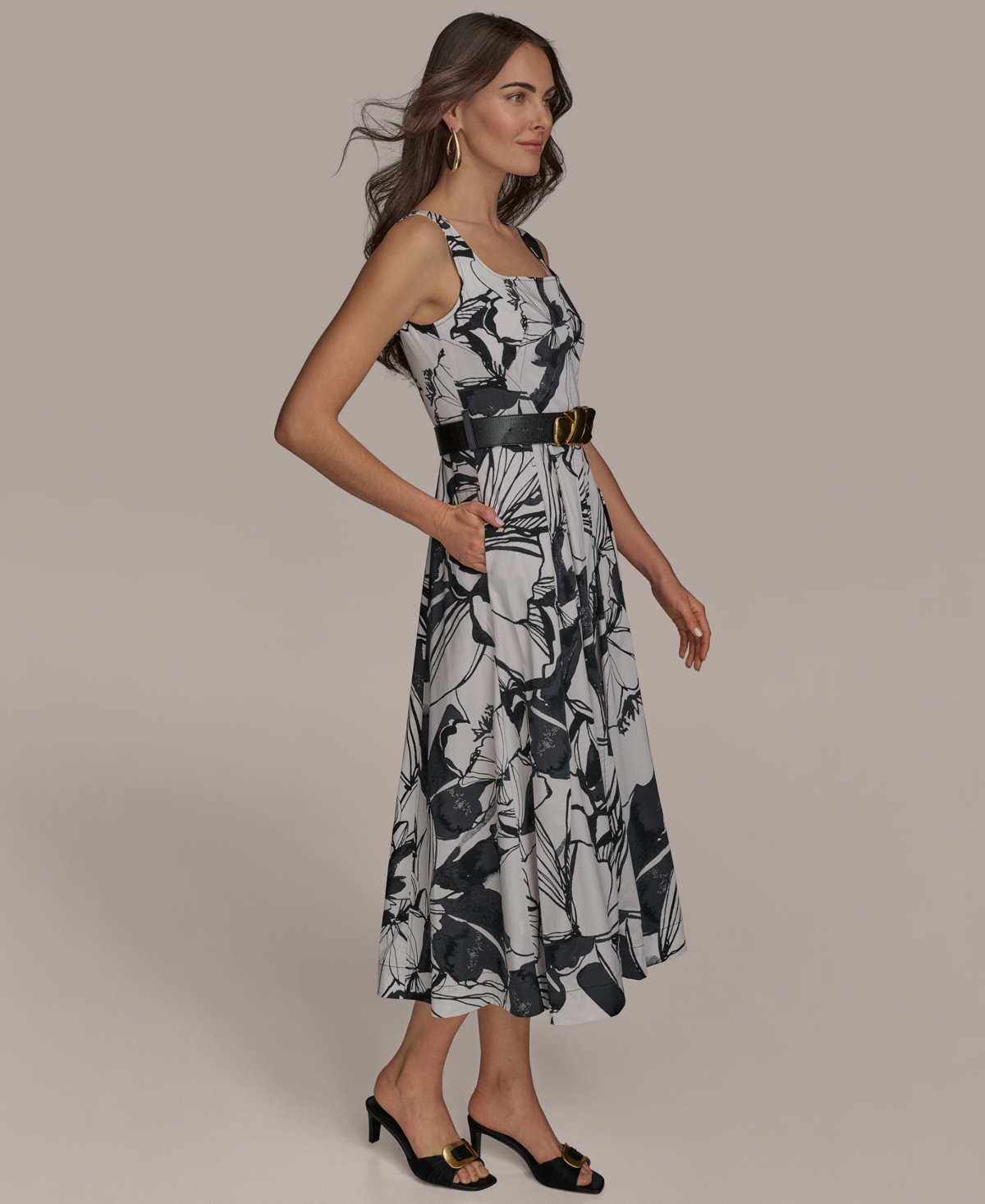 Donna Karan New York Sleeveless Fit-and-flare Maxi Dress In Black Pristine
