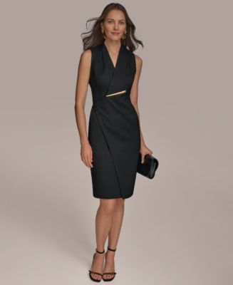 【Donna Karan New York】Button-Front Chain-Trim Dress Donna Karan New York Women's Button-Front Chain-Trim Dress