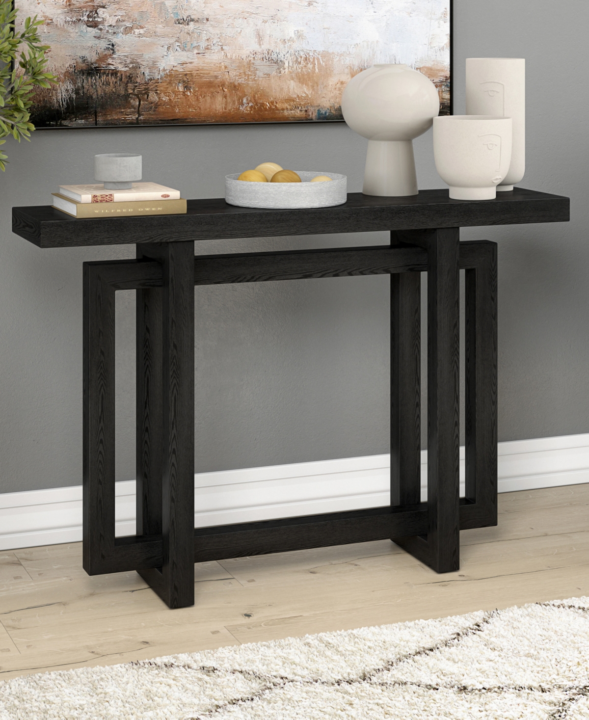 Hudson & Canal 44" Breslow Wide Rectangular Console Table In Black Grain