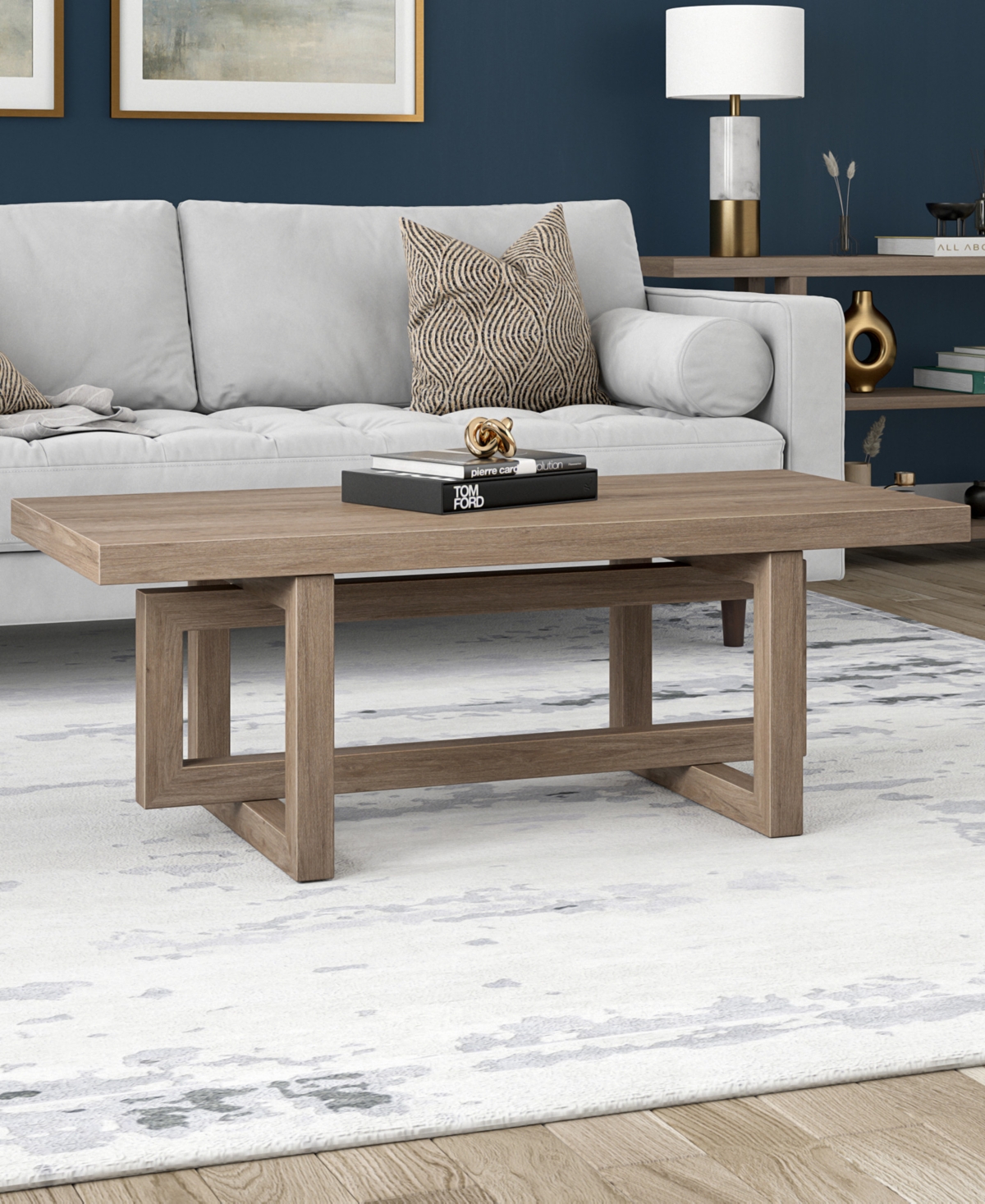HUDSON & CANAL 47" BRESLOW WIDE RECTANGULAR COFFEE TABLE 