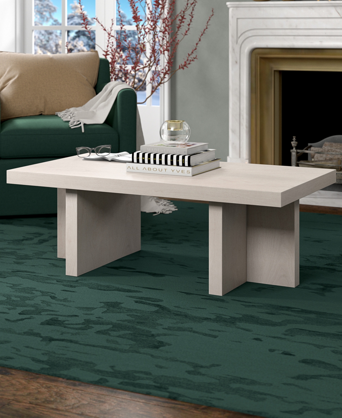 HUDSON & CANAL 44" DIMITRA WIDE RECTANGULAR COFFEE TABLE 