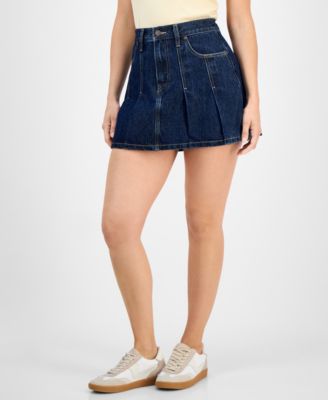 Women's Pleated Denim Mini Skirt