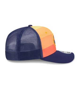 Men's Orange/Navy Houston Astros 2025 Batting Practice 9SEVENTY Stretch-Snap Trucker Hat