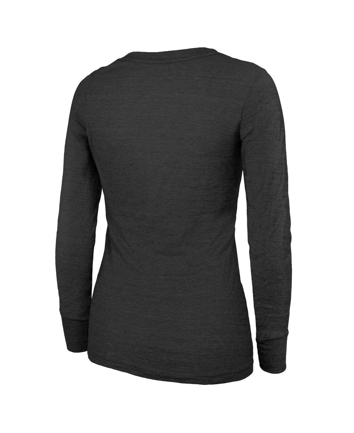Shop Majestic Women's Black Philadelphia Eagles Super Bowl Lix Champions Highlight Tri-blend Scoop Neck Long Sleev