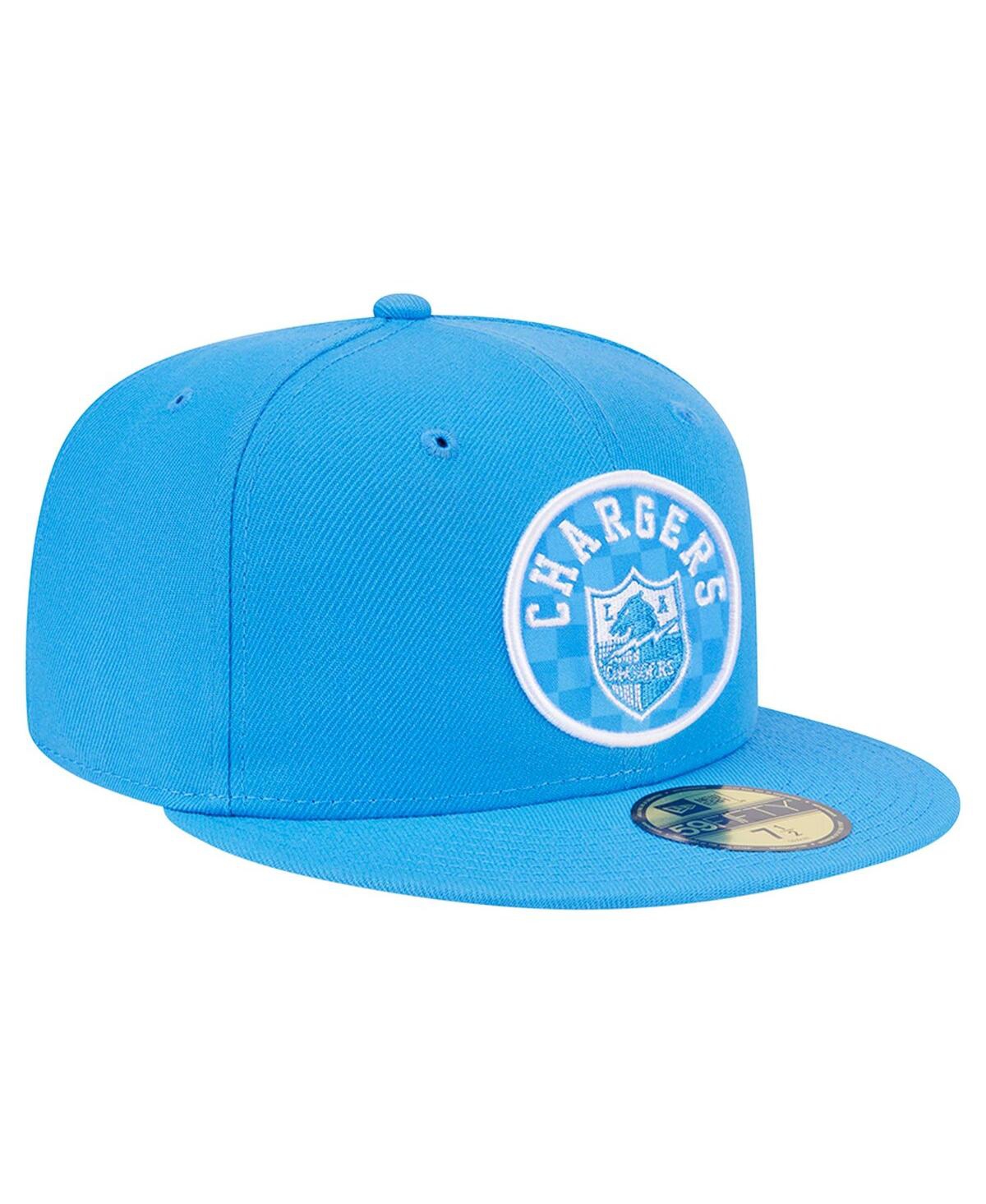 Shop New Era Men's Powder Blue Los Angeles Chargers Checkered 59fifty Fitted Hat