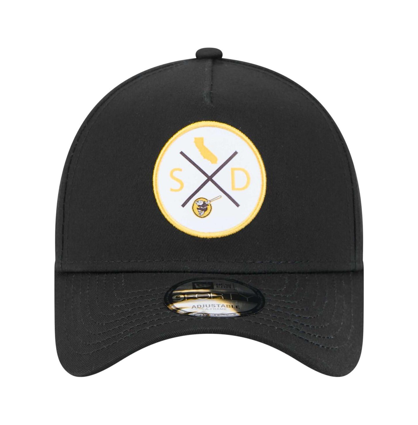 Мужская кепка New Era Black San Diego Padres 9FORTY A-Frame Adjustable Hat — фото 4