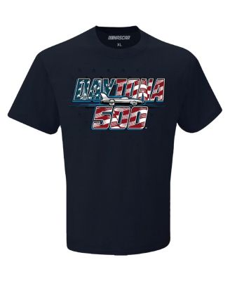 Men's Navy Daytona International Speedway 2025 Daytona 500 American Flag T-Shirt