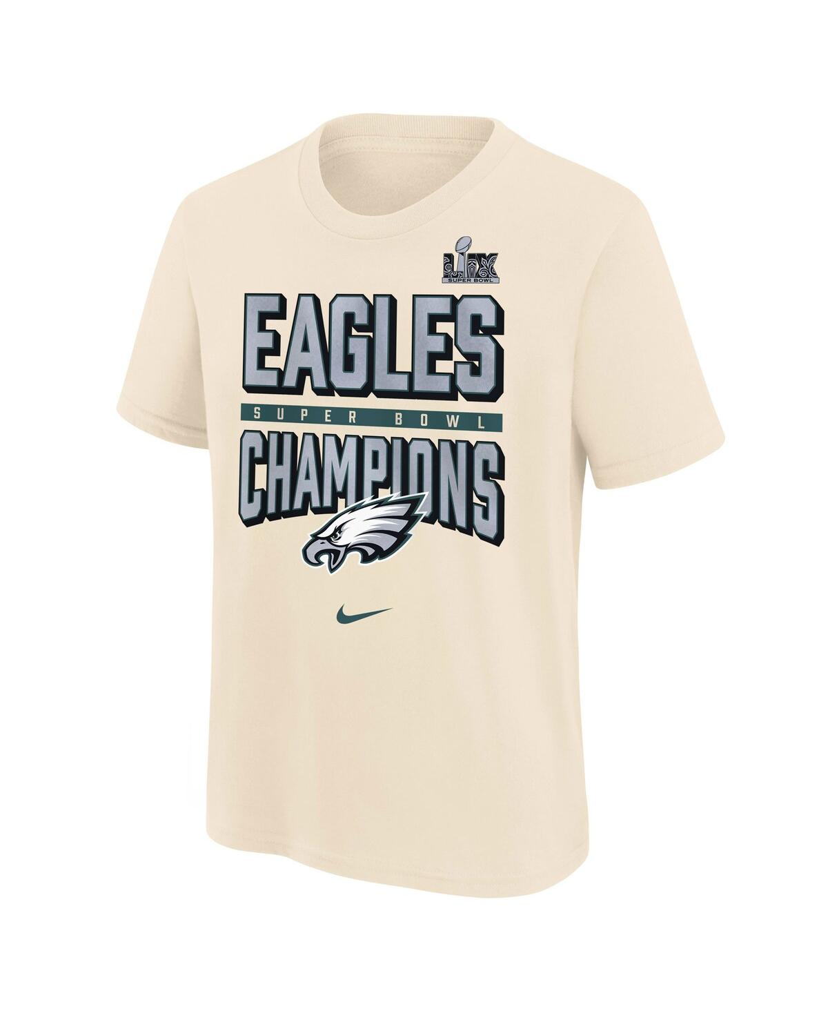 Nike Big Boys And Girls Cream Philadelphia Eagles Super Bowl Lix Champions T-shirt In Cream
