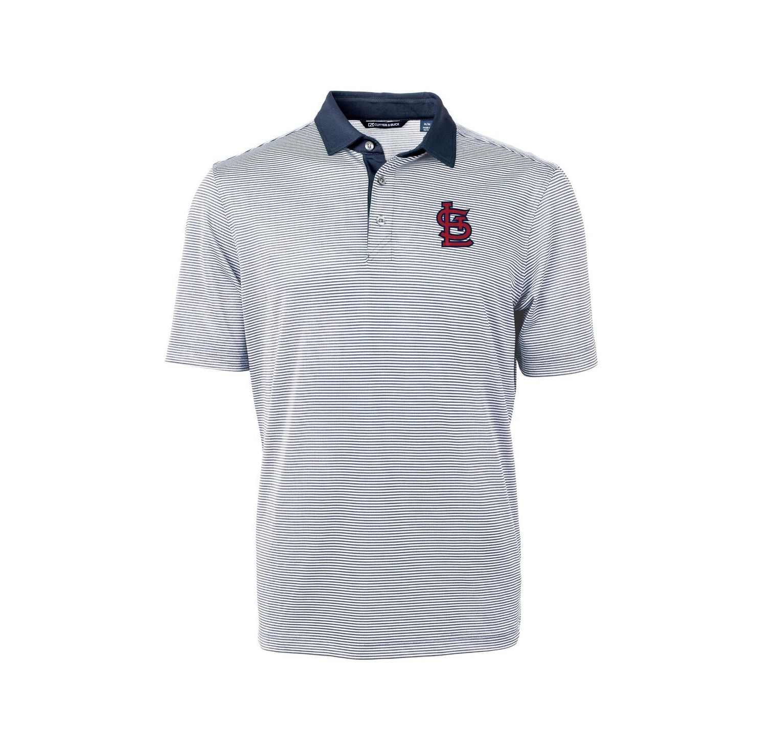 Men's Navy/White St. Louis Cardinals Virtue Eco Pique Micro Stripe Polo Shirt